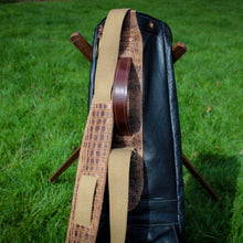 Load image into Gallery viewer, Black Bison Garment Leather/Tan/Gator Leather Trim Sunday Golf Bag