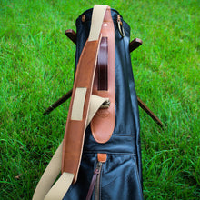 Load image into Gallery viewer, Black Bison Garment Leather/Tan/Saddle Heritage Leather Trim Sunday Golf Bag