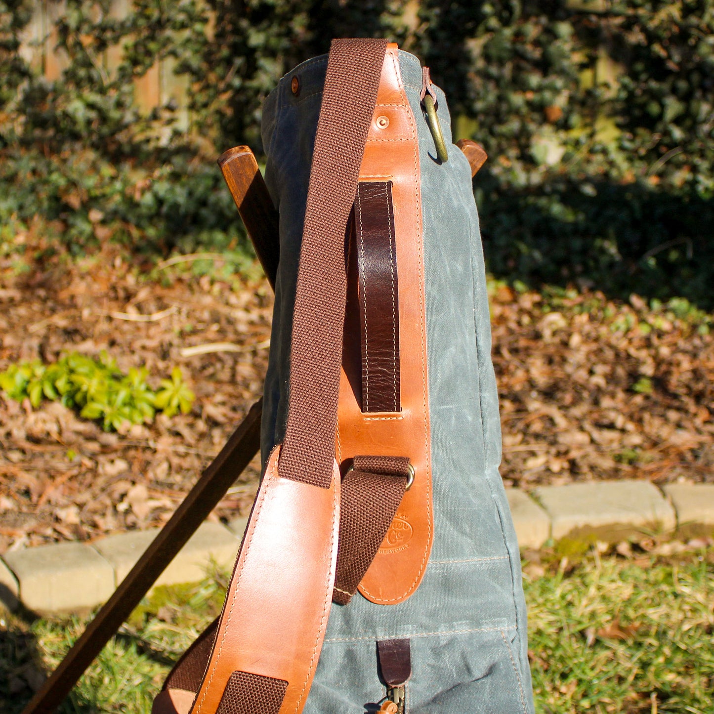 Charcoal Waxed Duck/Brown/Saddle Heritage Leather Trim Sunday Golf Bag