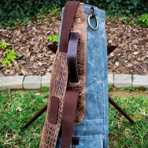 Charcoal Waxed Duck/Brown/Croc Leather Trim Sunday Golf Bag