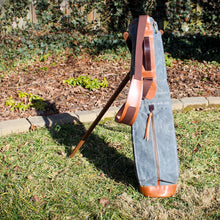 Load image into Gallery viewer, Charcoal Waxed Duck/Brown/Saddle Heritage Leather Trim Sunday Golf Bag