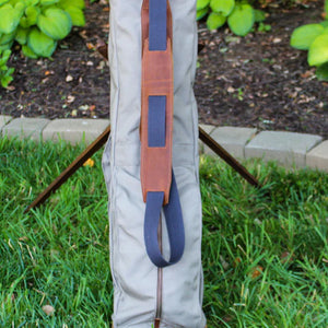 Flannel Cordura/Navy/Saddle Heritage Leather Trim Sunday Golf Bag