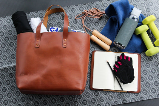 Mason Everyday Tote in Bourbon, Steurer & Co. Leatherworks, Leather Tote, SteuerJacoby Golf Club Desinger