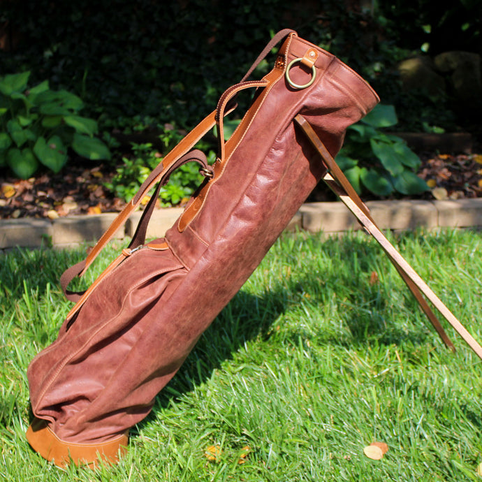 Tumbled Thoroughbred Leather MB Sunday Golf Bag