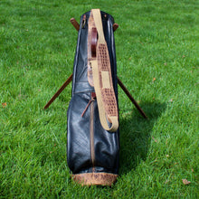 Load image into Gallery viewer, Black Bison Garment Leather/Tan/Gator Leather Trim Sunday Golf Bag