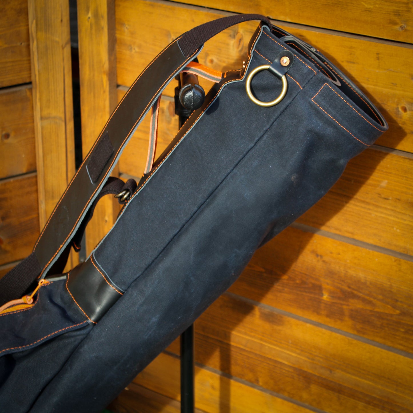 Black Waxed Duck/Black/Black Leather Trim Sunday Golf Bag