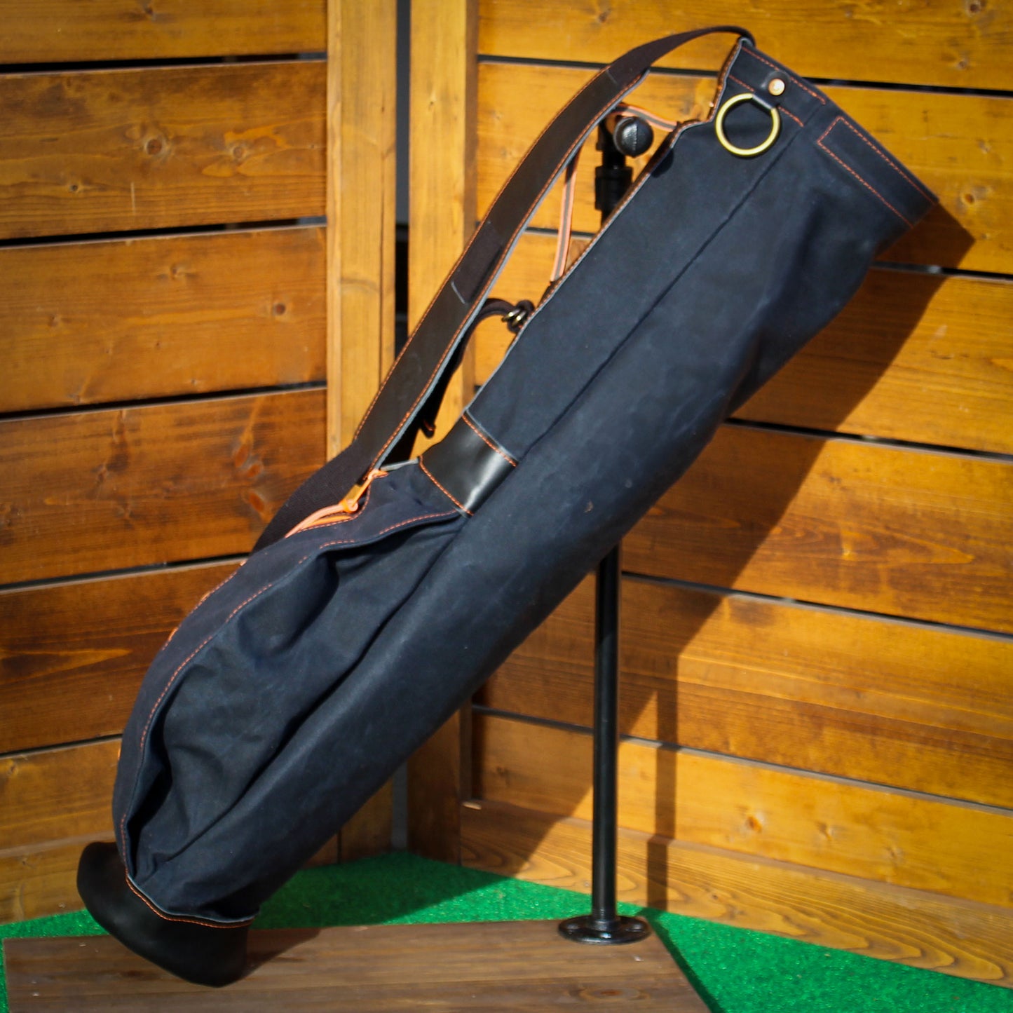 Black Waxed Duck/Black/Black Leather Trim Sunday Golf Bag