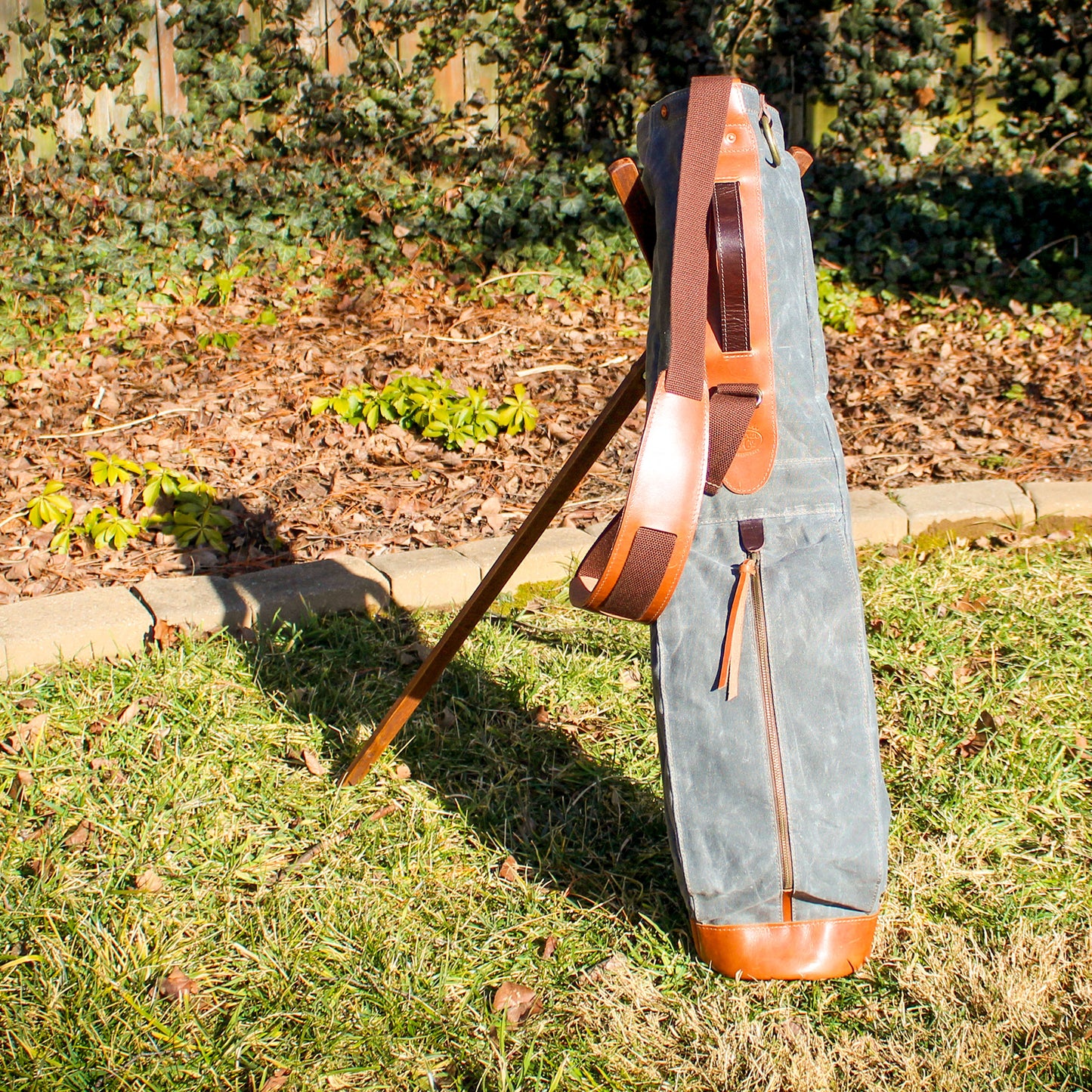 Charcoal Waxed Duck/Brown/Saddle Heritage Leather Trim Sunday Golf Bag