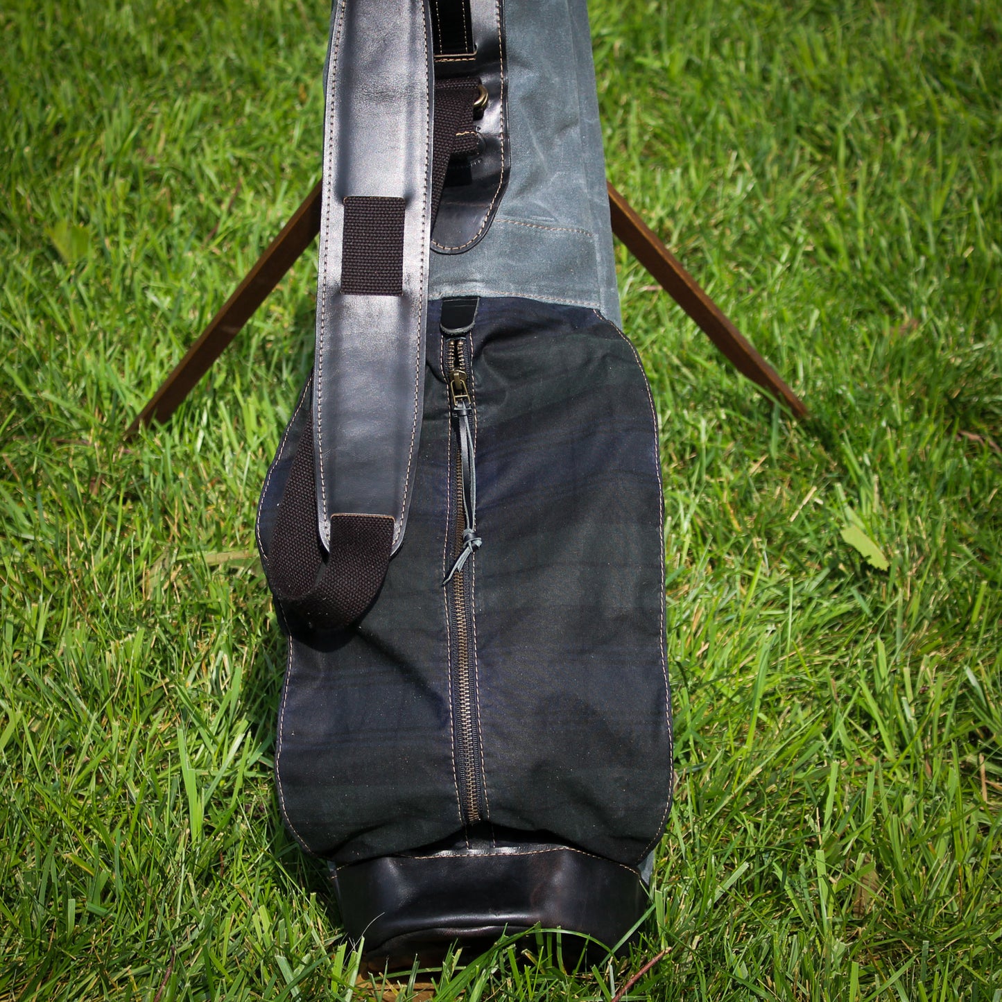 Charcoal Black Watch Waxed Duck/Black/Black Horween Leather Trim Sunday Golf Bag