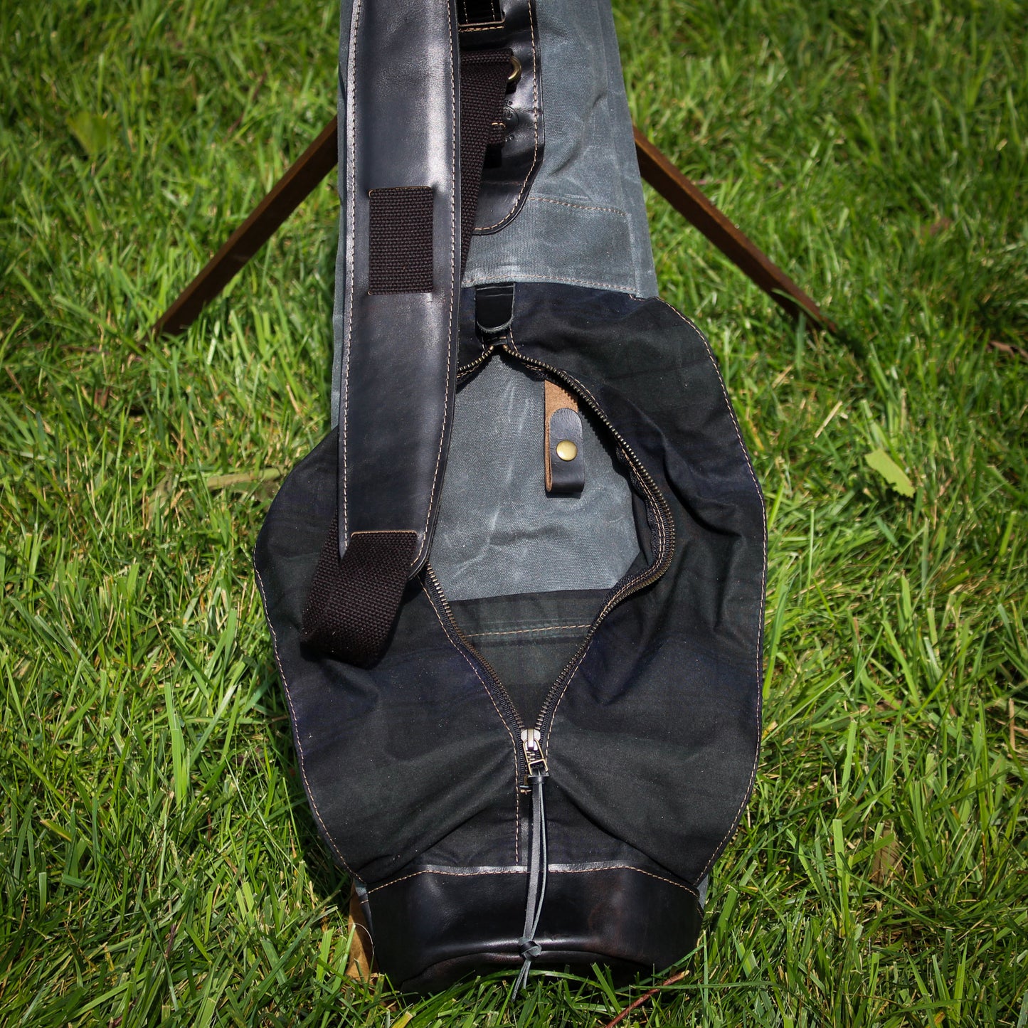 Charcoal Black Watch Waxed Duck/Black/Black Horween Leather Trim Sunday Golf Bag