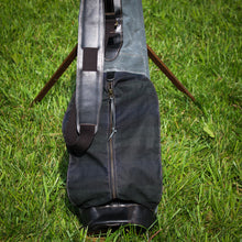 Load image into Gallery viewer, Charcoal Black Watch Waxed Duck/Black/Black Leather Trim Sunday Golf Bag