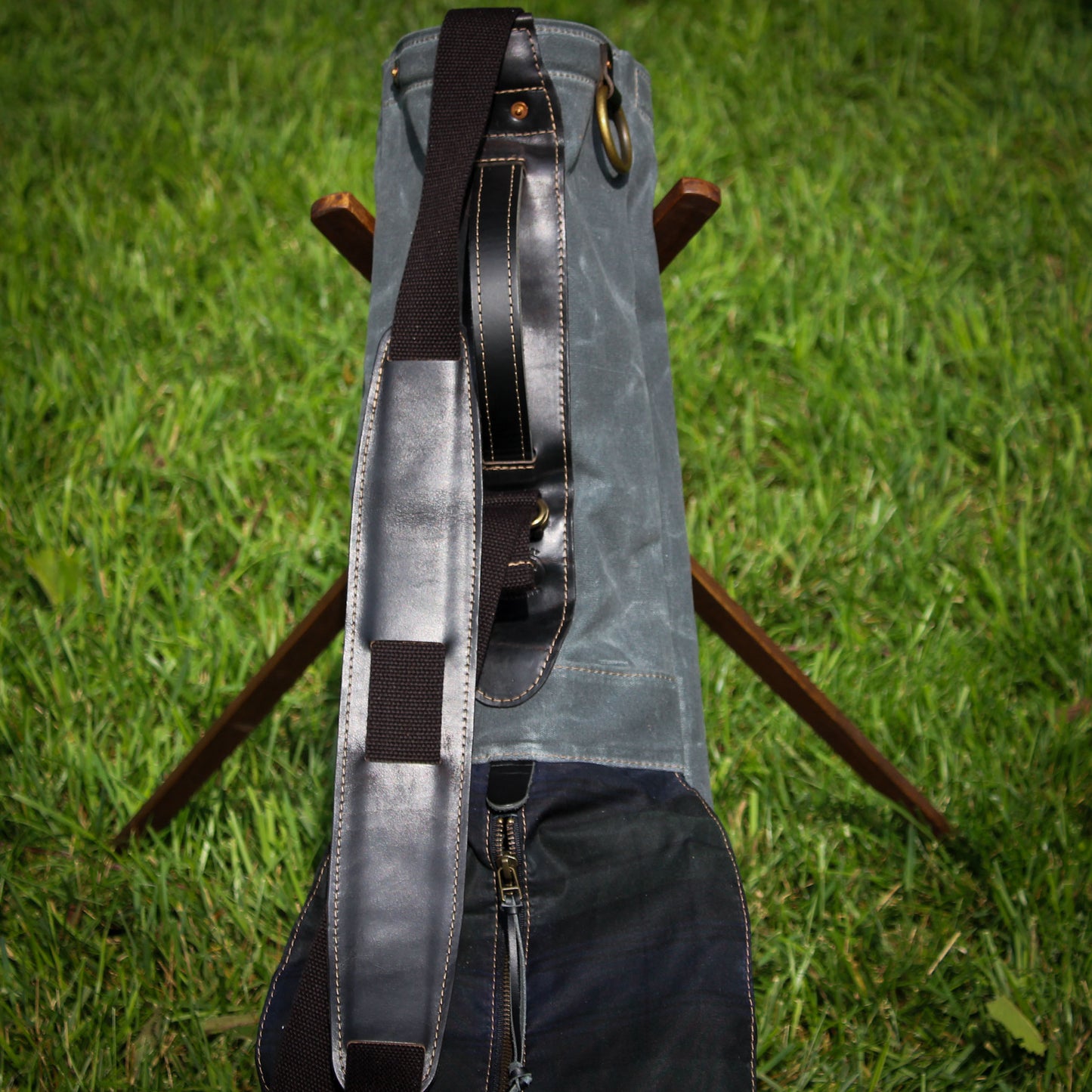 Charcoal Black Watch Waxed Duck/Black/Black Horween Leather Trim Sunday Golf Bag