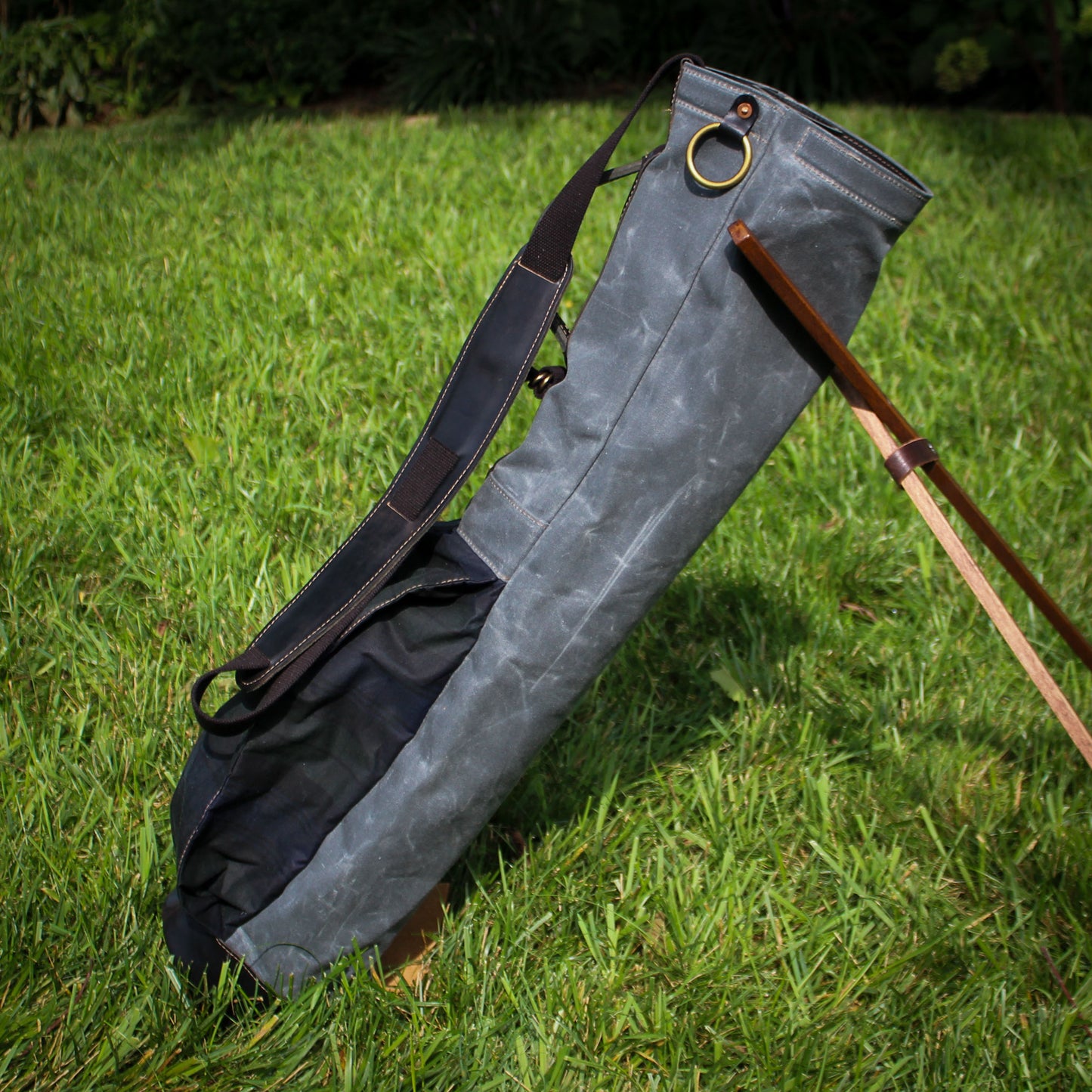 Charcoal Black Watch Waxed Duck/Black/Black Horween Leather Trim Sunday Golf Bag