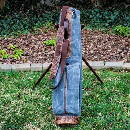 Charcoal Waxed Duck/Brown/Croc Leather Trim Sunday Golf Bag