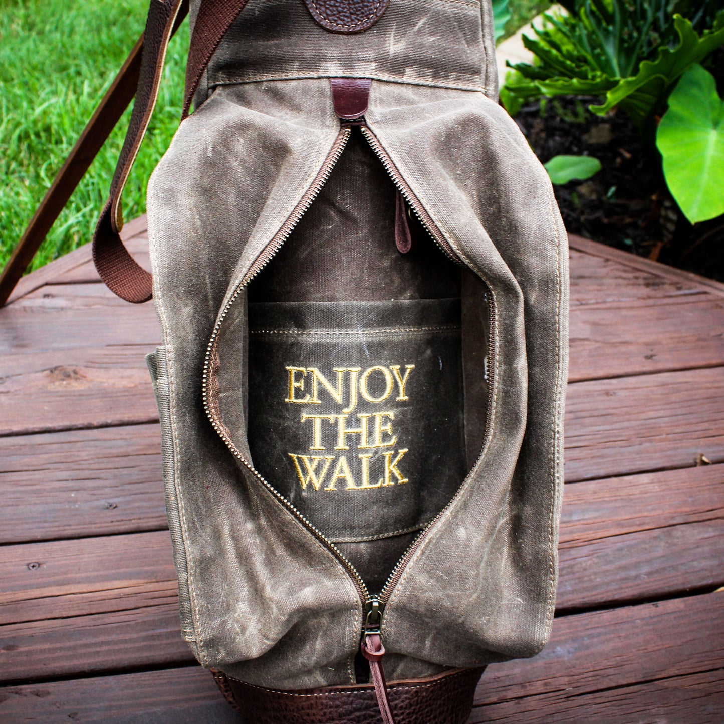 ENJOY THE WALK Inside Pocket Embroidery