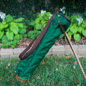 Forest Green Cordura/Brown/Saddle Heritage Leather Trim Sunday Golf Bag