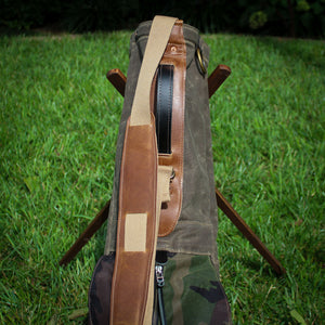 Field Tan Camo Waxed Duck/Tan/English Tan Leather Trim Sunday Golf Bag