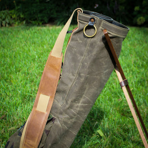 Field Tan Camo Waxed Duck/Tan/English Tan Leather Trim Sunday Golf Bag