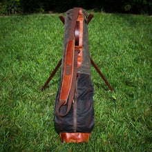 Load image into Gallery viewer, Field Tan Tartan Waxed Duck/Brown/Saddle Leather Trim Sunday Golf Bag*