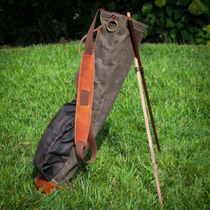 Field Tan Tartan Waxed Duck/Brown/Saddle Leather Trim Sunday Golf Bag*