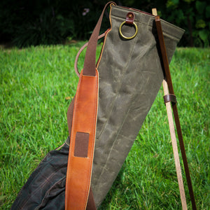 Field Tan Tartan Waxed Duck/Brown/Saddle Leather Trim Sunday Golf Bag*