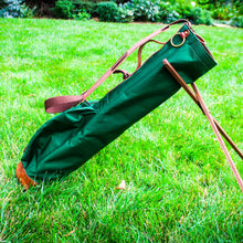 Load image into Gallery viewer, Forest Green Cordura/Brown/Saddle Heritage Leather Trim Sunday Golf Bag