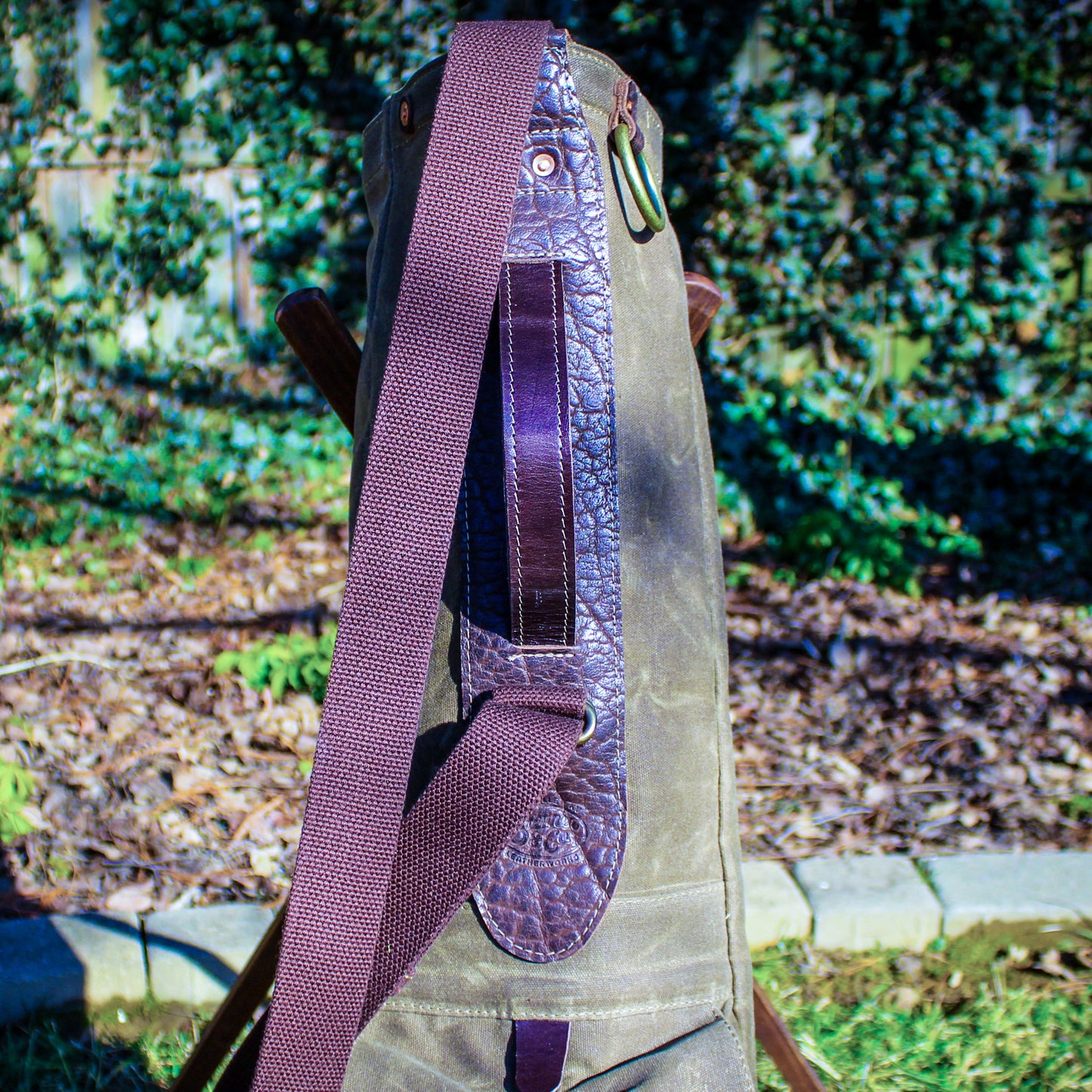 Field Tan Waxed Duck/Brown/Bison Leather Trim Sunday Golf Bag