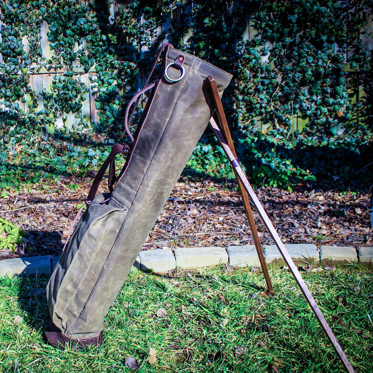 Field Tan Waxed Duck/Brown/Bison Leather Trim Sunday Golf Bag