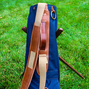 Navy Cordura/Tan/Saddle Heritage Leather Trim Sunday Golf Bag