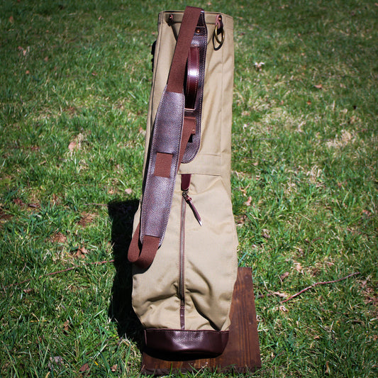 Flannel Cordura/Brown/Bison Leather Trim Sunday Golf Bag
