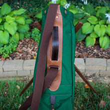 Load image into Gallery viewer, Forest Green Cordura/Brown/Saddle Heritage Leather Trim Sunday Golf Bag