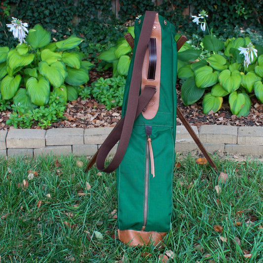 Forest Green Cordura/Brown/Saddle Heritage Leather Trim Sunday Golf Bag