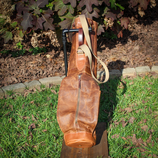 Vanilla Bean Bison Garment Leather/Tan/Saddle Heritage Leather Trim Sunday Golf Bag