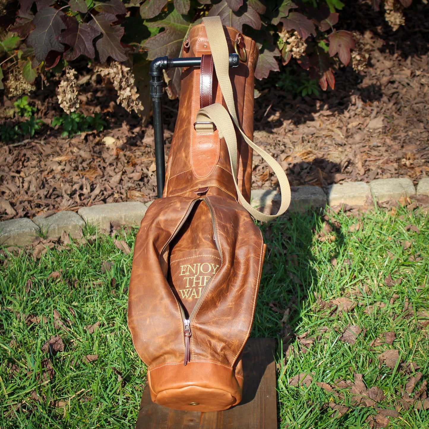 Vanilla Bean Bison Garment Leather/Tan/Saddle Heritage Leather Trim Sunday Golf Bag