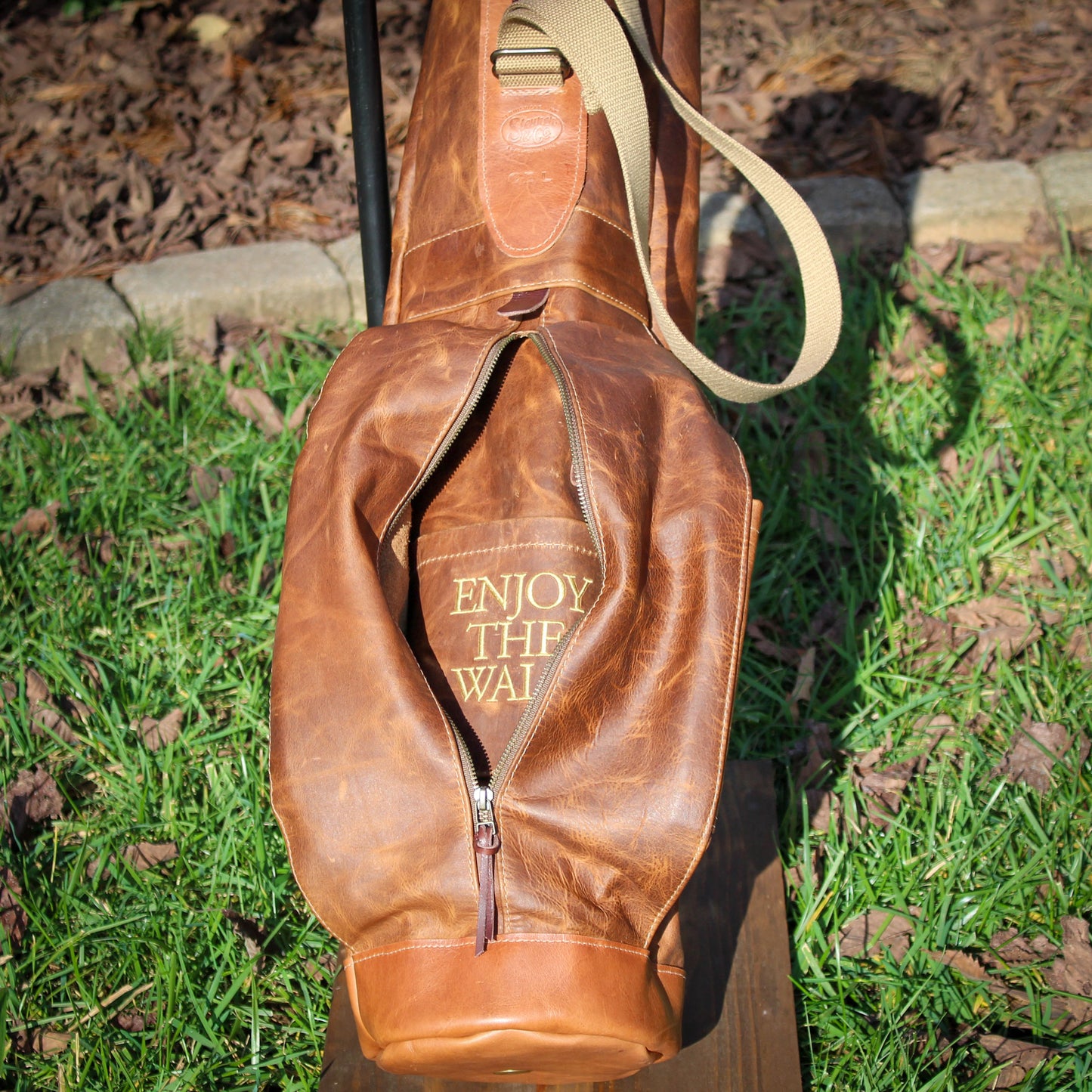 Vanilla Bean Bison Garment Leather/Tan/Saddle Heritage Leather Trim Sunday Golf Bag