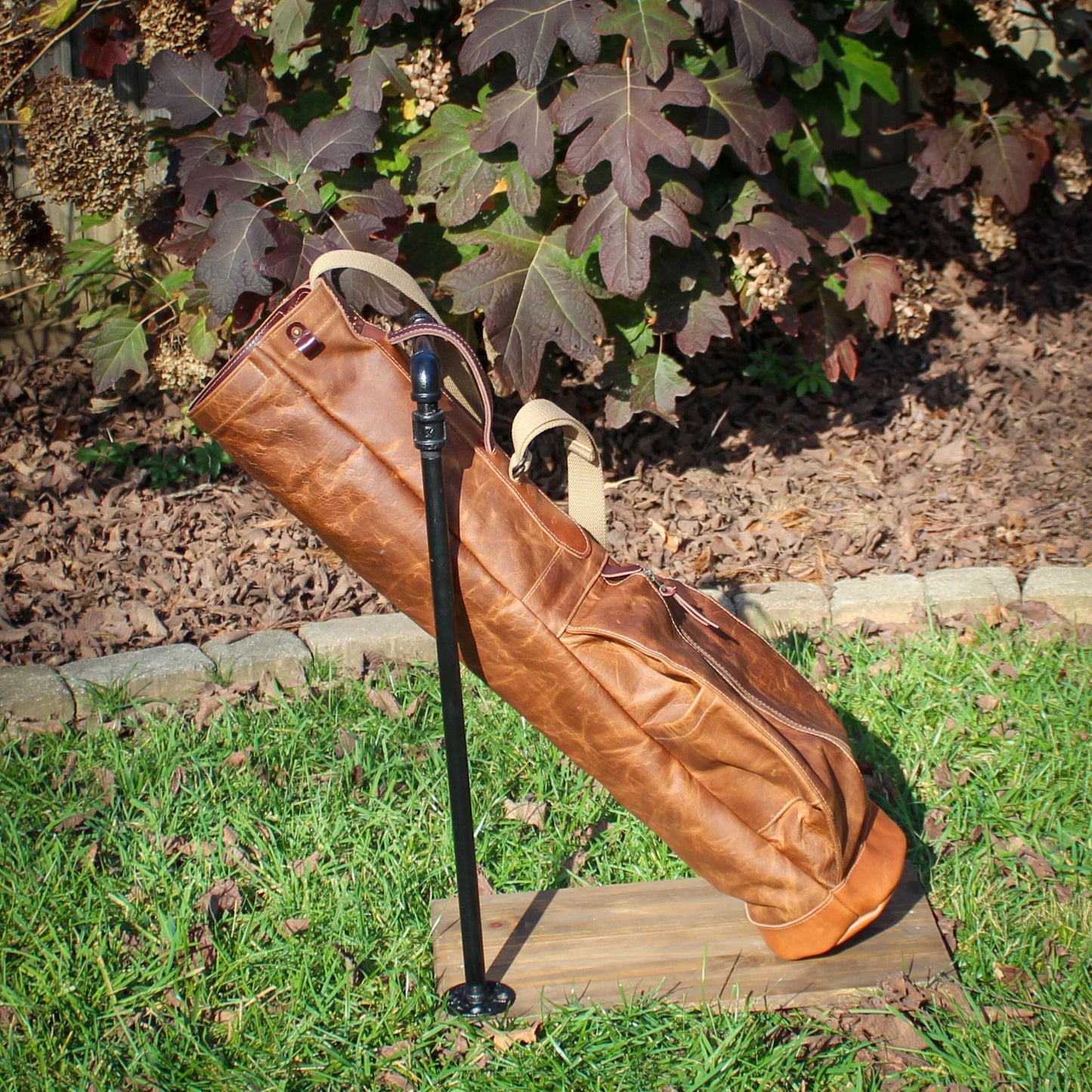 Vanilla Bean Bison Garment Leather/Tan/Saddle Heritage Leather Trim Sunday Golf Bag