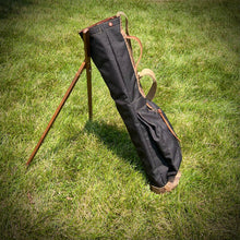 Load image into Gallery viewer, Black Cordura/Tan/Croc Leather Trim Sunday Golf Bag