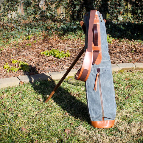 Charcoal Waxed Duck/Brown/Saddle Heritage Leather Trim Sunday Golf Bag