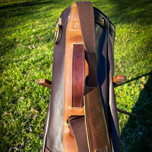 Chocolate Bison Garment Leather/Brown/Saddle Heritage Leather Trim Sunday Golf Bag