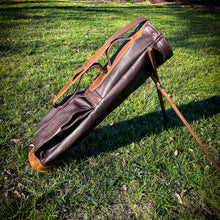 Load image into Gallery viewer, Chocolate Bison Garment Leather/Brown/Saddle Heritage Leather Trim Sunday Golf Bag