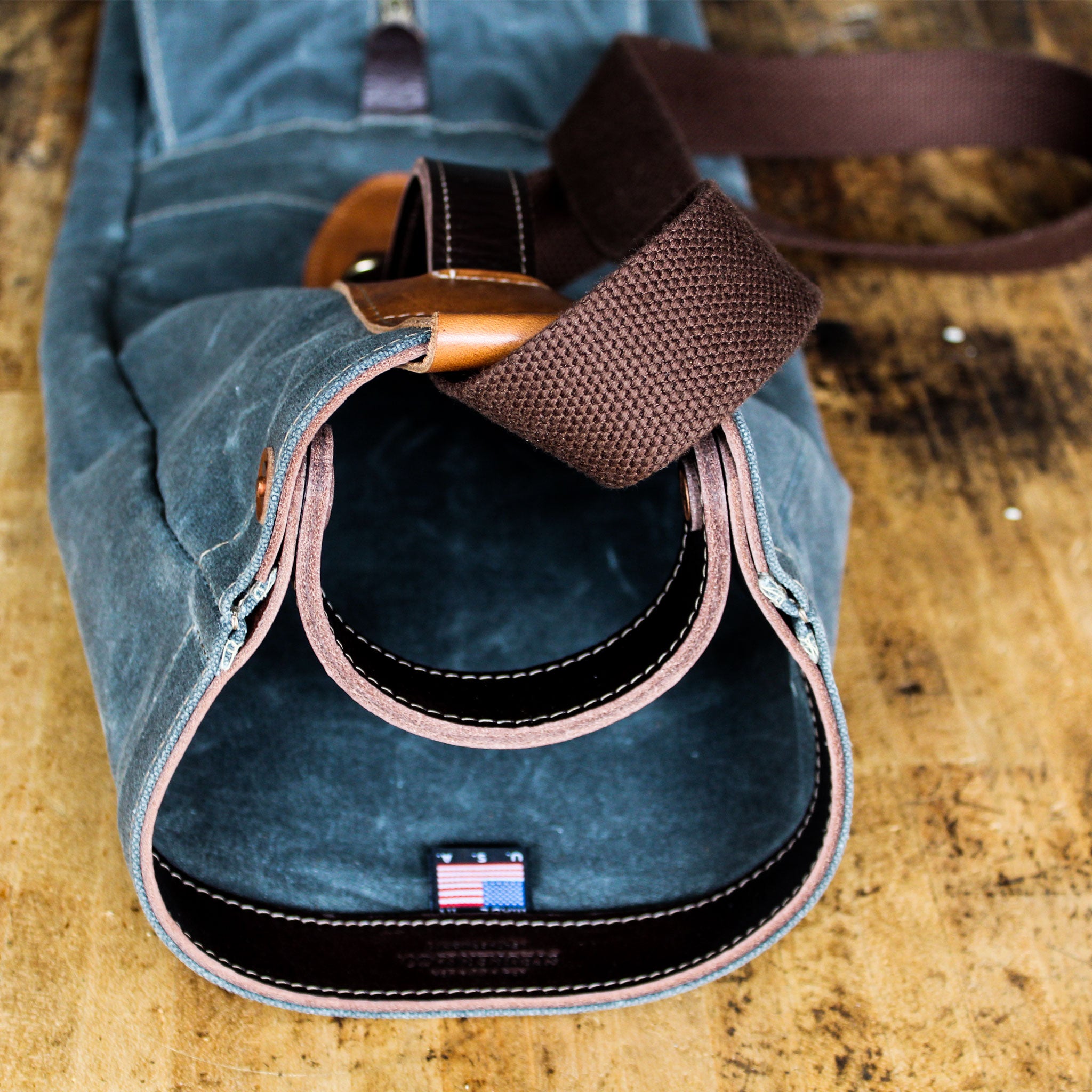 Handmade crossbody bags, totes, and wallets made from waxed canvas