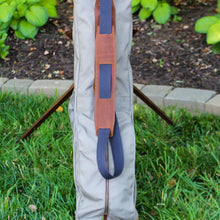 Load image into Gallery viewer, Flannel Cordura/Navy/Saddle Heritage Leather Trim Sunday Golf Bag