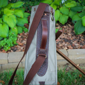 Flannel Cordura/Brown/Bison Leather Trim Sunday Golf Bag