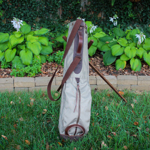 Flannel Cordura/Brown/Bison Leather Trim Sunday Golf Bag