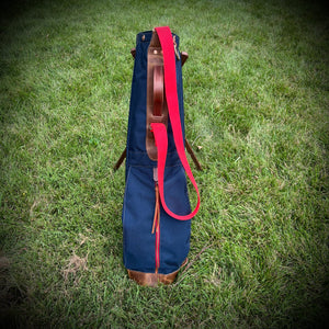 Navy Cordura/Red/English Tan Leather Trim Sunday Golf Bag