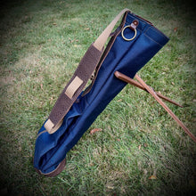 Load image into Gallery viewer, Navy Cordura/Tan/Bison Leather Trim Sunday Golf Bag
