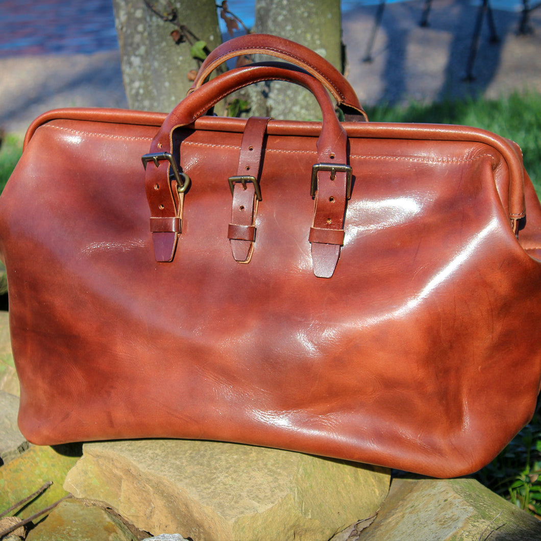 Small Gladstone Bag, Brown, Leather Holdalls