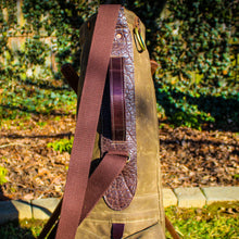 Load image into Gallery viewer, Field Tan Waxed Duck/Brown/Bison Leather Trim Sunday Golf Bag