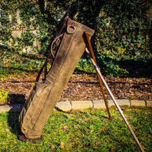Load image into Gallery viewer, Field Tan Waxed Duck/Brown/Bison Leather Trim Sunday Golf Bag
