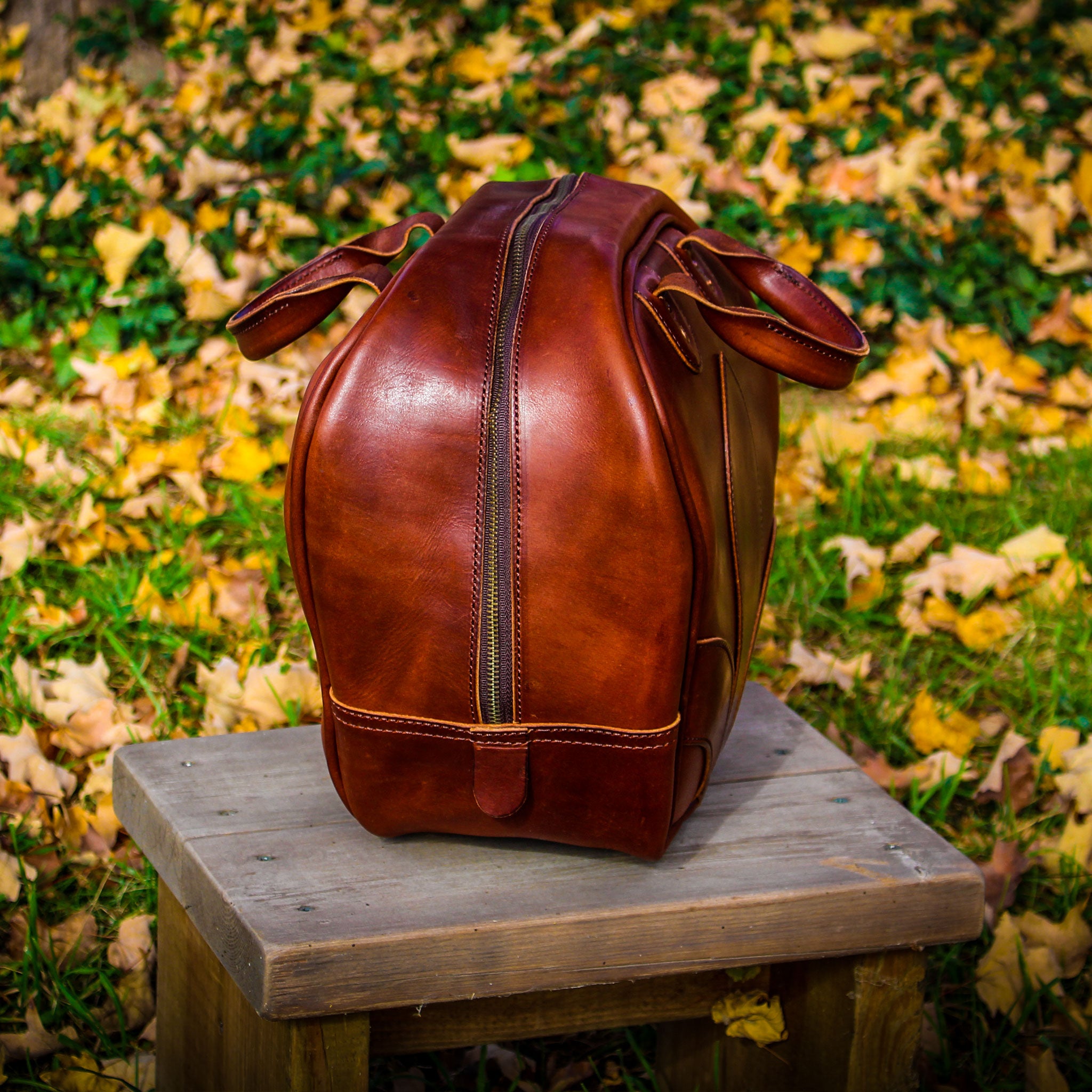 Vintage 1960's Brunswick Leather Bowling Ball Bag for Sale in